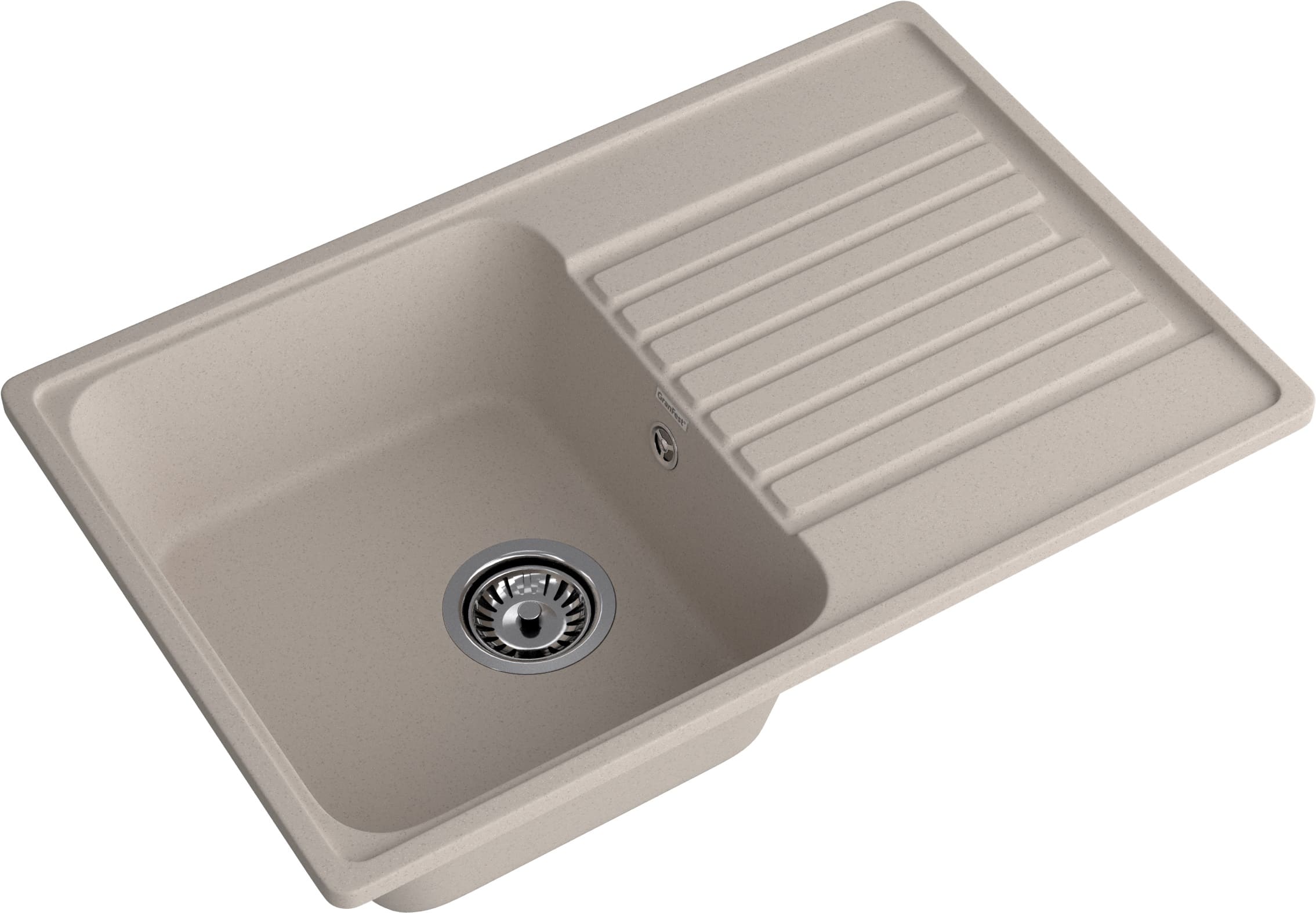 Кухонная мойка GRANFEST QUARZ Z-78 песочный + сифон - фото2