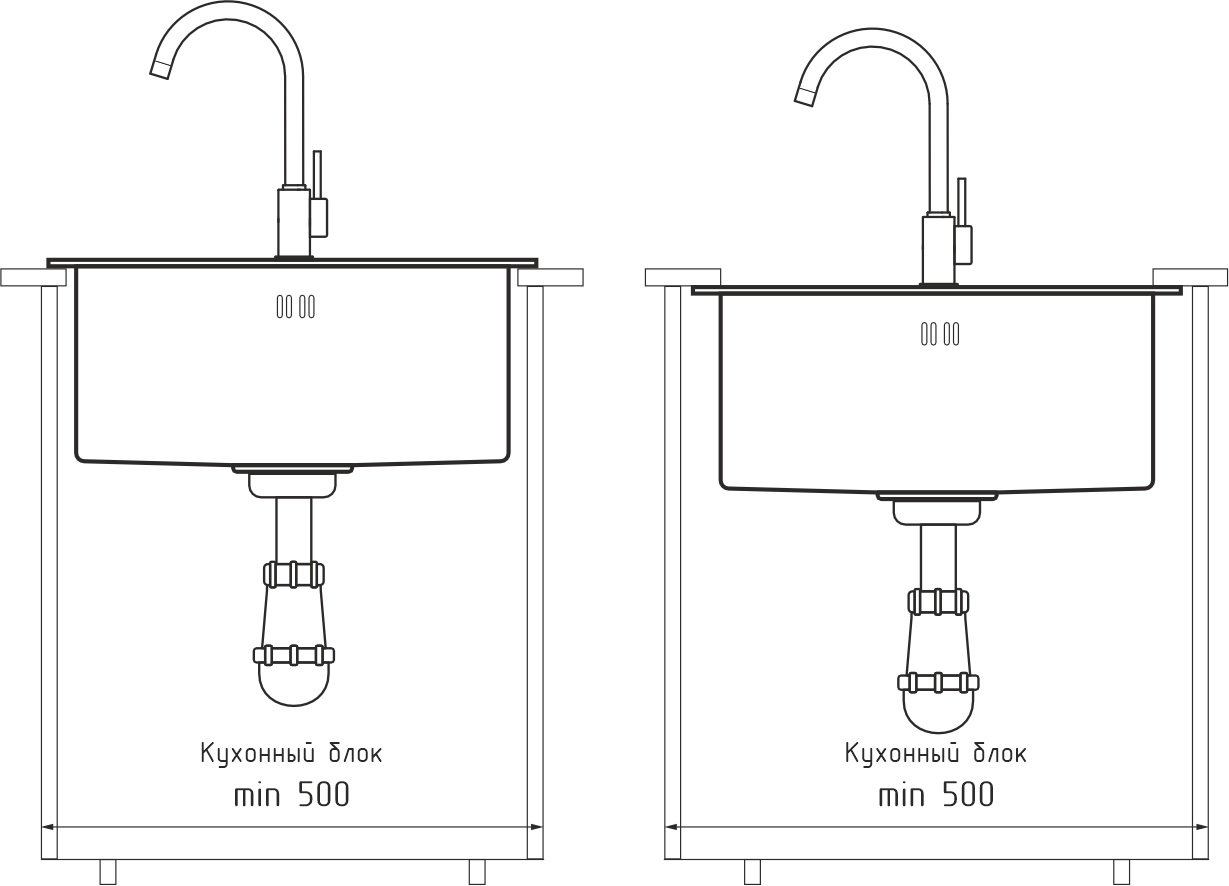 Кухонная мойка из нержавеющей стали GRANFEST METAL 4444 PVD графит - фото3