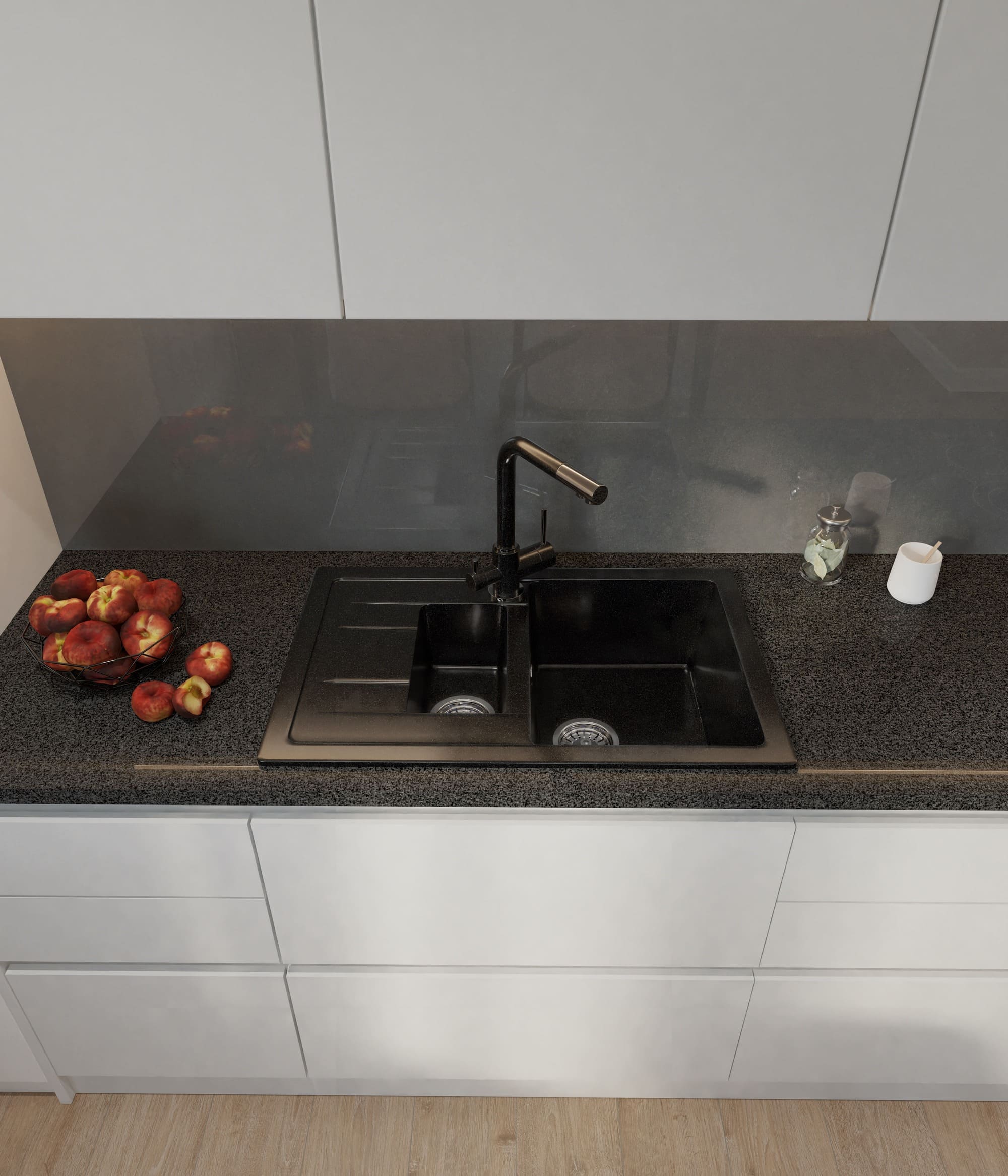 Кухонная мойка GRANFEST QUADRO Q-775KL черный - фото3