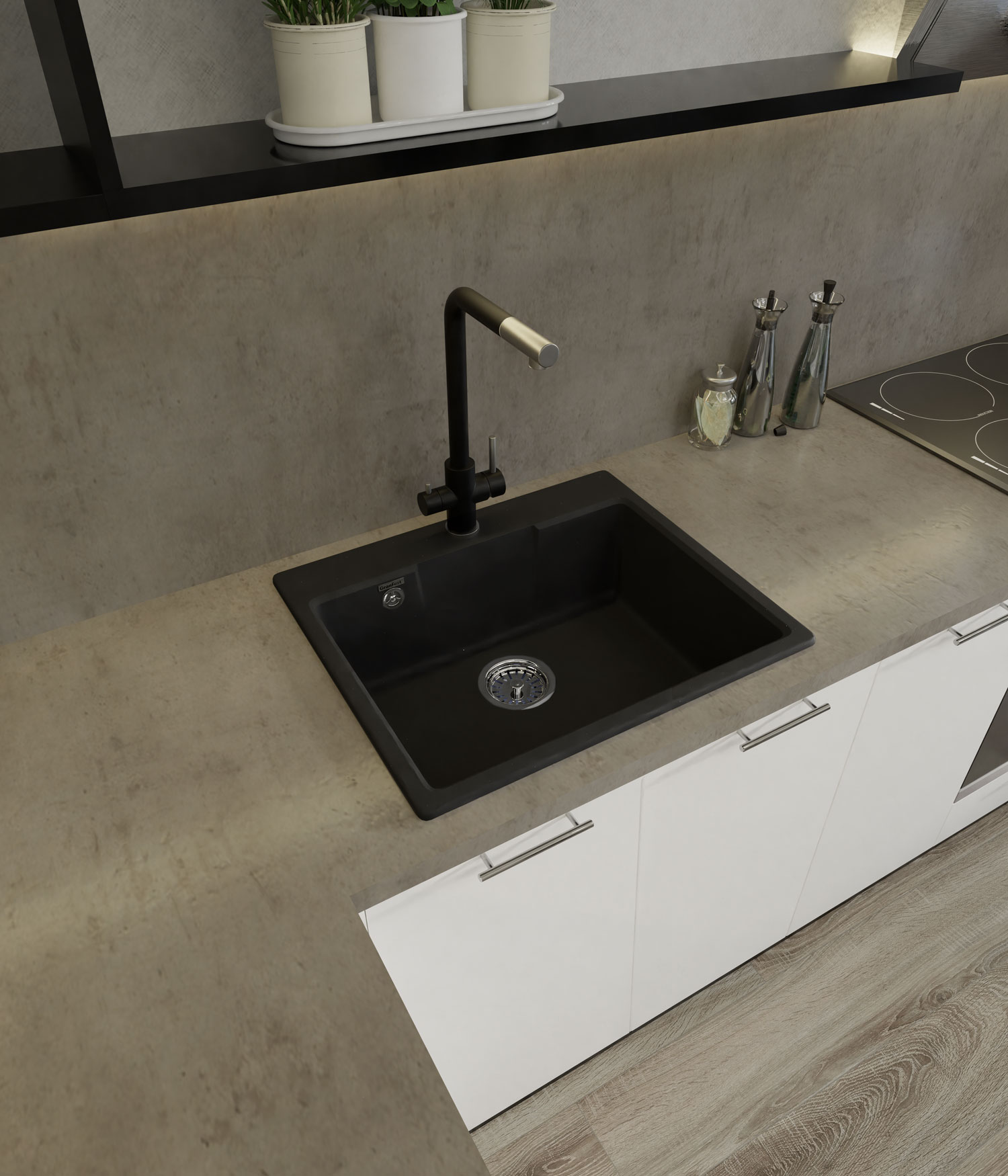 Кухонная мойка GRANFEST URBAN UR-658 черный - фото3