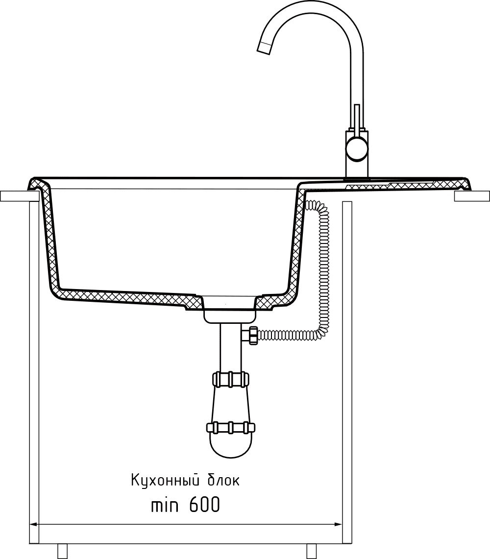 Кухонная мойка GRANFEST LEVEL LV-760L кашемир - фото4