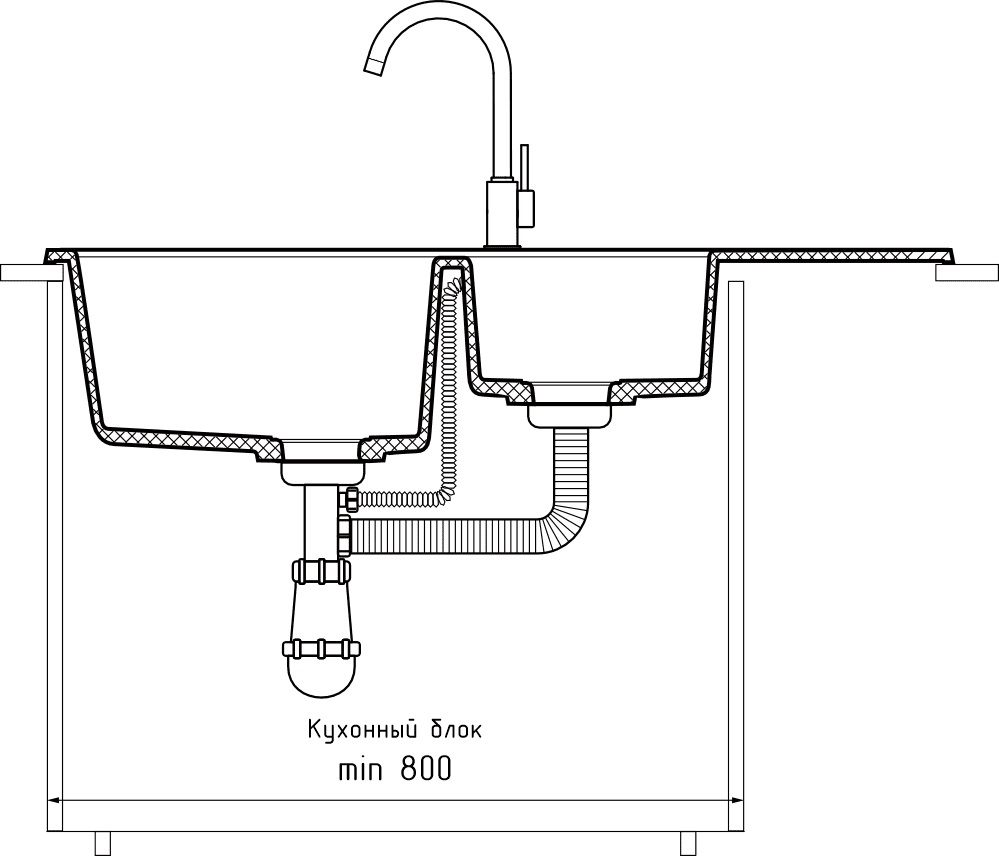 Кухонная мойка GRANFEST PRACTIK P-980KL иней - фото4