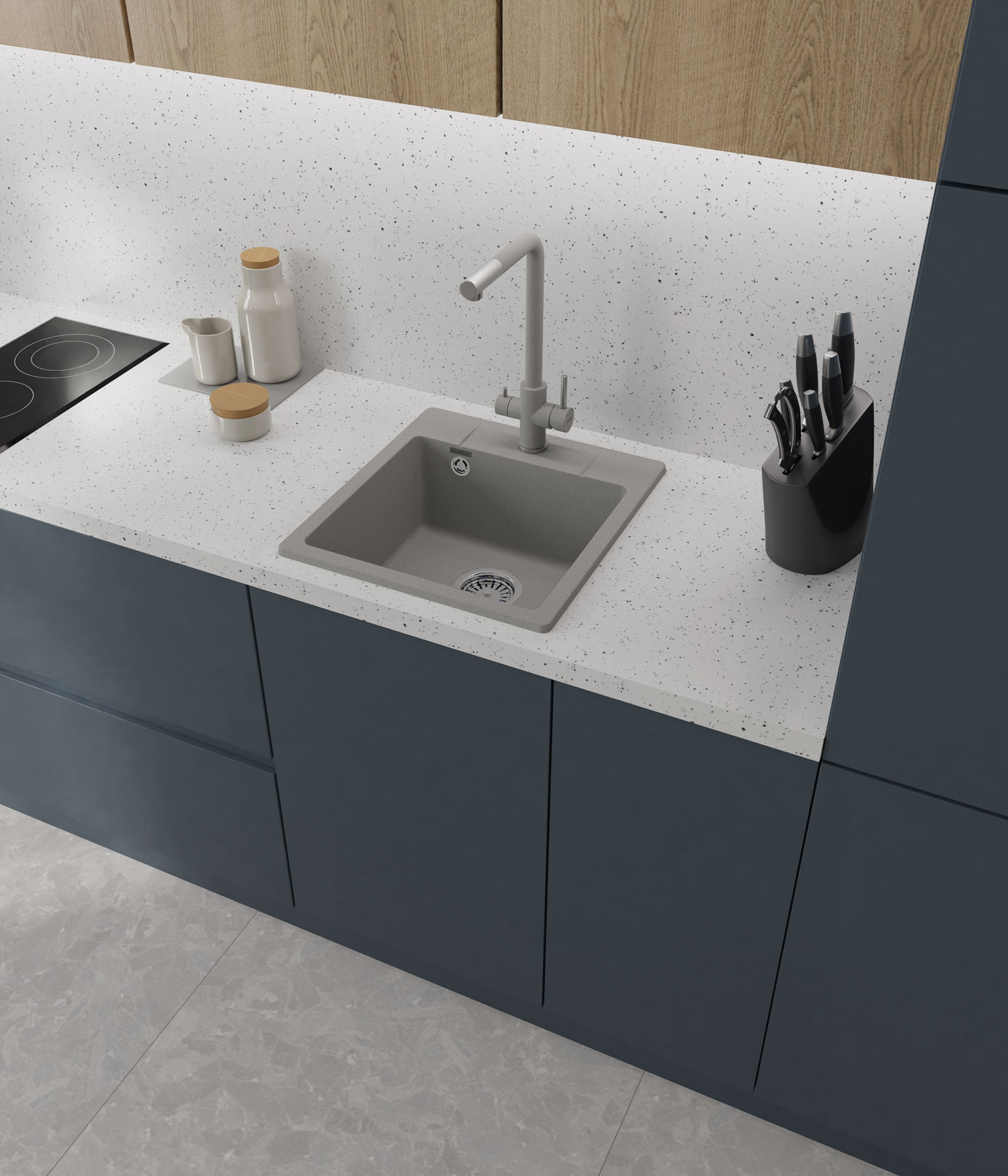 Кухонная мойка GRANFEST URBAN UR-245 серый - фото3