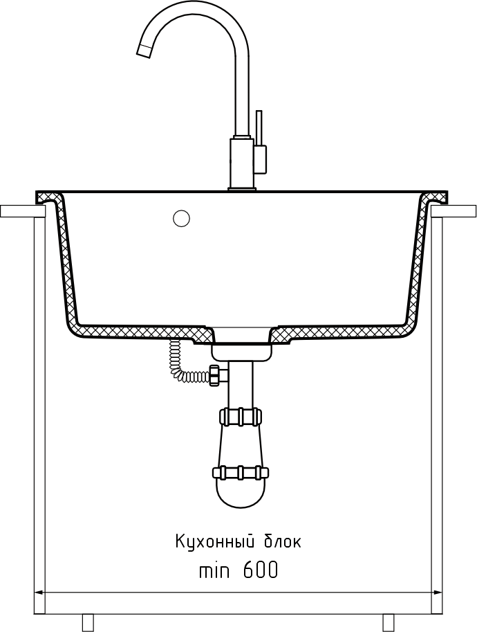 Кухонная мойка GRANFEST SMART SM-520 белый + сифон - фото4