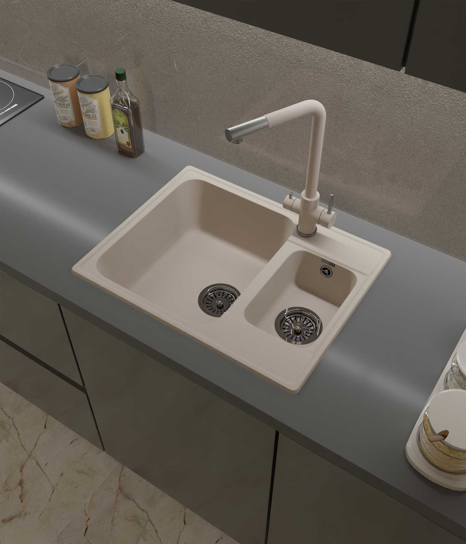 Смеситель для кухни GRANFEST QUARZ Z-5421 белый - фото3