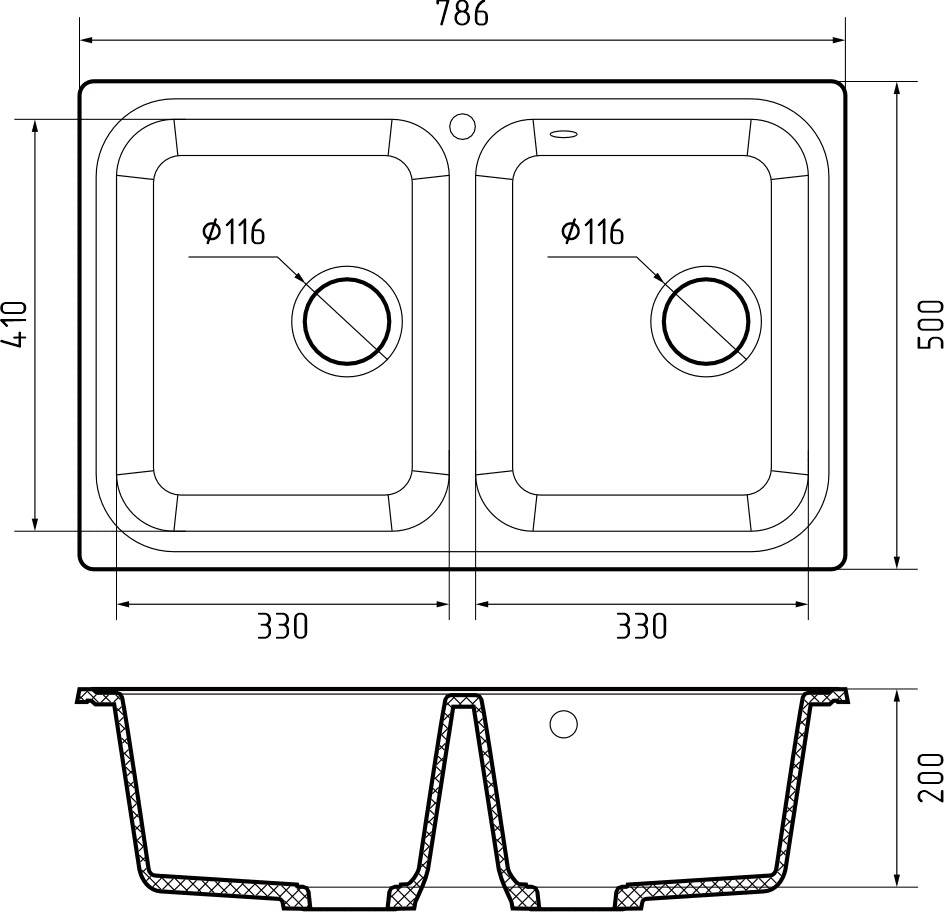 Кухонная мойка GRANFEST STANDART S-780K черный - фото4